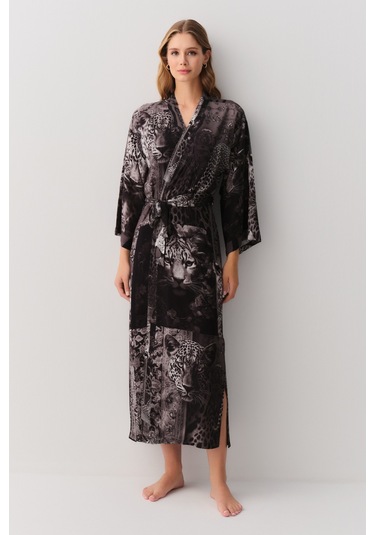 Suwen Rustic Uzun Sabahlık Sh26118615l911 Siyah Desenli