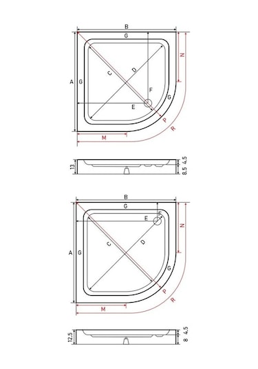 Shower 75X75 Oval Monoblok Duş Teknesi