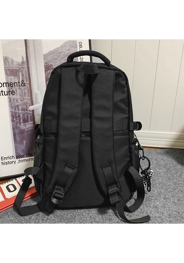 Novahub Oxford Bez Basit Seyahat Sırt Çantası Düz Renk Ortaokul Öğrencileri Okul Çantası 45x31x18cm Siyah, Küçük Boy Siyah