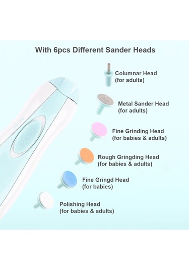 Xindoker Bebekler İçin 6 Başlıklı Elektrikli Tırnak Törpüleme Seti - Pil Dahil Değil Mavi