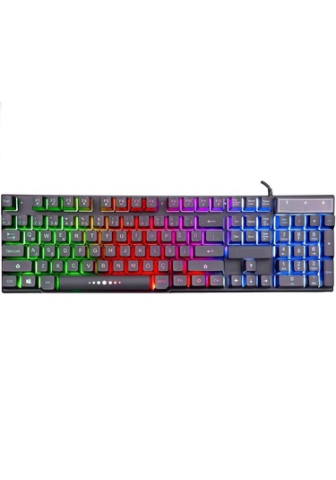 Rt-100 Klavye Usb Mekanik Hisli Gökkuşağı Aydınlatmalı Q Oyuncu K