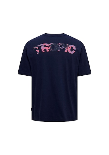 Only Erkek T-shirt 22029519 Onsmervyn Lıfe Rlx Summer Lacivert