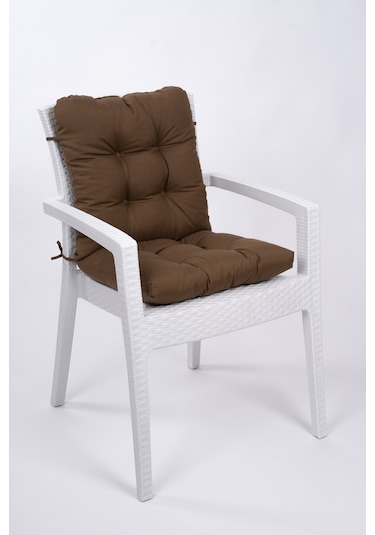 Altınpamuk Neva Pofidik Arkalıklı Özel Dikiş Sandalye Minderi Kahve