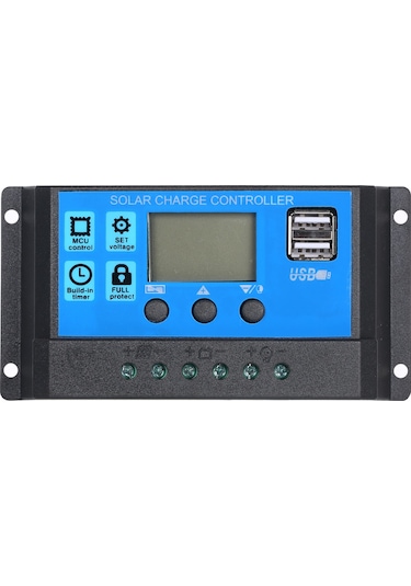 20a 12v / 24v Solar Şarj Kontrol Cihazı Pwm Akıllı Regülatör Usb 5v 2.5a