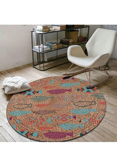 Jüt Yuvarlak Hasır Halı Yolluk Salon Oda Mutfak Halısı Ks-1013