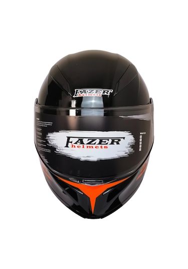 Fazer Motosiklet Çene Açılır Kask Güneş Vizörü Motor Kaskı Eagle Turuncu Siyah