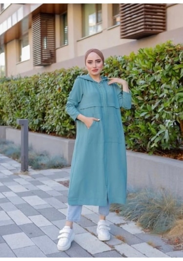 Lovie Moda Kadın Kapşonlu Kap Yeşil