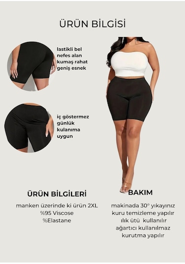 Bella Dossi Kadın Büyük Beden Rahat, Terletmez Ve Iç Göstermez Diz Üstü Kısa Tayt Siyah