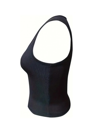 Munn Collection Kadın Kolsuz V Yakalı Kaşkorse Bluz Siyah