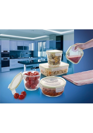 Glassco Lock 670 CC Temperli Kilitli Yuvarlak Cam Saklama Kabı