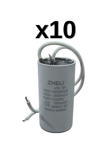 10'lu Zheli 4 Μf 25x49 Mm Plastik Kablolu 450-500 Acv Daimi Devre Kondansatörü