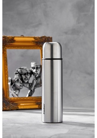 Cooker 750 Ml Çift Kat Paslanmaz Çelik Termos 12/24 Saat Isı Koruma, Sızdırmaz Gri