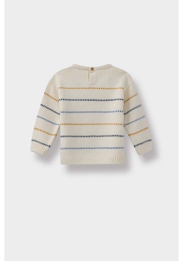 Defacto Erkek Bebek Bisiklet Yaka Çizgili Triko Kazak C8872a525aubg387 Bej