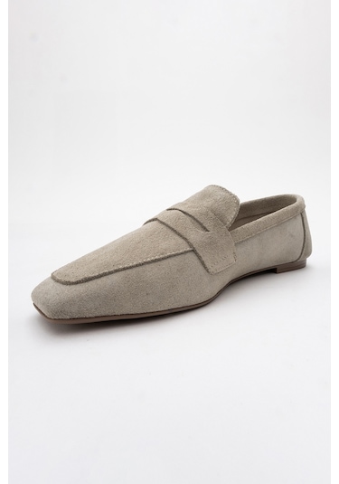 Luvishoes Luvi Shoes Morne Bej Süet Hakiki Deri Kadın Loafer Ayakkabı Bej Süet