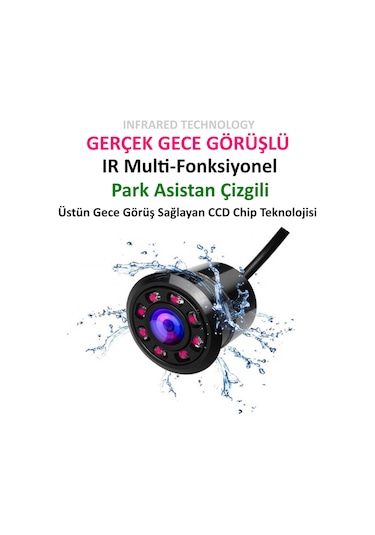 Audiomax Geri Görüş Kamerası Ir Ledli Gece Görüş Park Çizgi