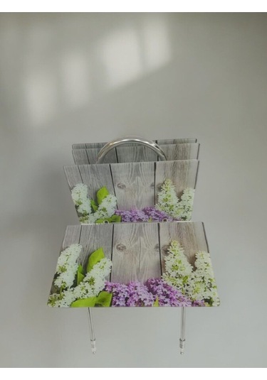 Liza Serisi Çanta Zigon, 4 Lü Katlanabilir Sehpa, Cam Sehpa, Çanta Sehpa Krom Ayak Sümbül