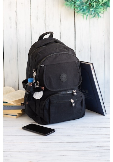 571 Krinkıl / Klinkır Su Geçirmez Hafif Çok Gözlü Orta Boy Okul, Spor, Tablet, Sırt Çantası Gri 3d