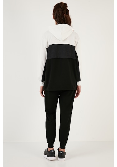 Lela Renk Bloklu Regular Fit Kapüşonlu Spor Bayan Takım 5863835 Antrasit