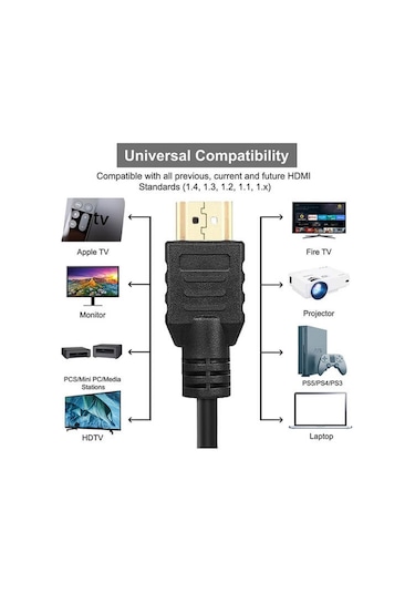 4K 1M Metre 4K 3D Ultra Hd Ethernet Destekli Altın Uç Hdmi  Kablo