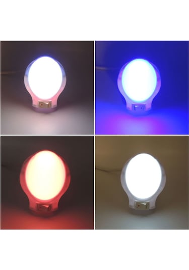 Ufo Led Gece Lambası 0,5W Tasarruflu Işıklı Fişli Düğmeli Çok Renkli