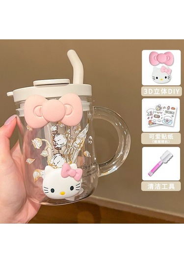 Aurora Büyükkapasiteli Cam Yeni Su Bardağıkız Hasır Fincan Çayırma Fincanı Beyaz