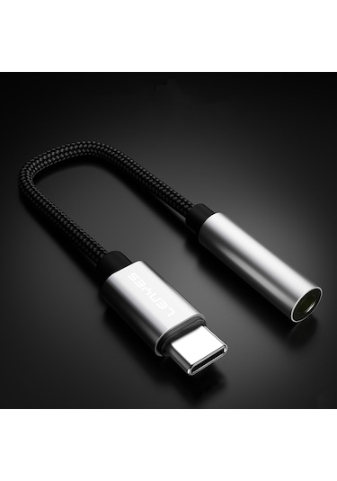 Lenyes Ax105 Type-c To 3.5mm Aux Çevirici Örgülü Ses Adaptörü Gümüş Gümüş