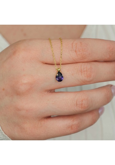 Ametist Taşlı Gümüş Kolye Gm13