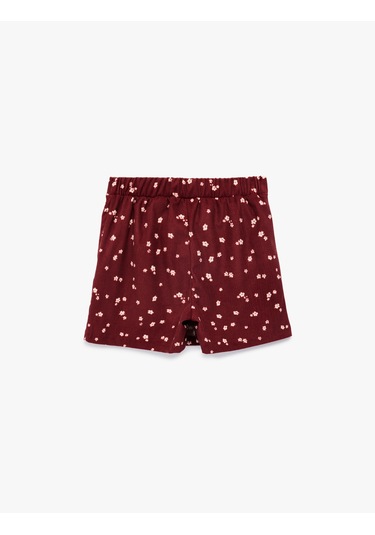 Koton Beli Lastikli Çiçekli Şort Etek Bordo Desenli 6wmg40103ak Bordo Desenli