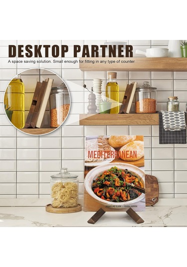 Yemek Kitabı Mutfak Standı, Mutfak Tezgahı İçin Tarif Kitap Sahibi, Ahşap Yemek Kitabı Sahibi, Rustik Yemek Kitap Tutucu Standı - Rustik Kahverengi Antik Meşe