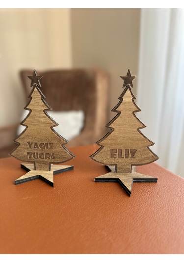 Ahşap Yılbaşı Ağacı Dekor Masaüstü Hediyelik- İsimli Yılbaşı Hediyesi