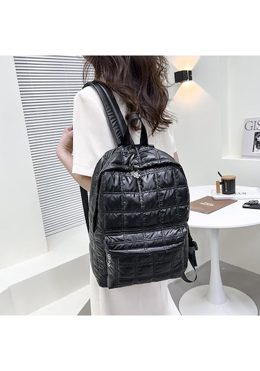 Siyah Yogodlns Kış Uzay Pamuk Sırt Çantası Kadın Büyük Kapasiteli İçin Su Geçirmez Naylon Sırt Çantası Siyah