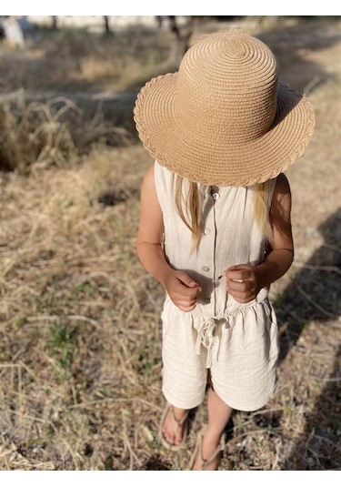 Cigit Sarh Keten Kolsuz Tulum 2-6 Naturel Beyaz