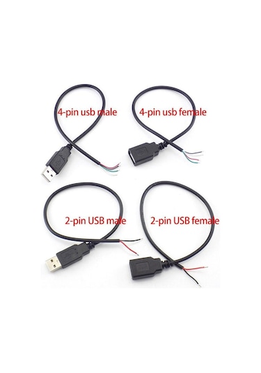2-pin 4-pin Tel Hattı Mikro Usb Diy 2.0 Erkek Kadın Tip-c C Şarj Kablosu Güç Kaynağı Konnektör Uzatma Tamir Kablosu 4pin Mirco Male