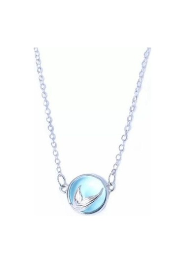 925 Ayar Gümüş Kristal Mavi Taşlı Balık Kuyruğu Kolye