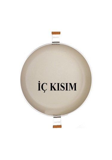 Schafer Ceramoni Seramik Basık Tencere 30 Cm Ve Tava Seti Krem Krem