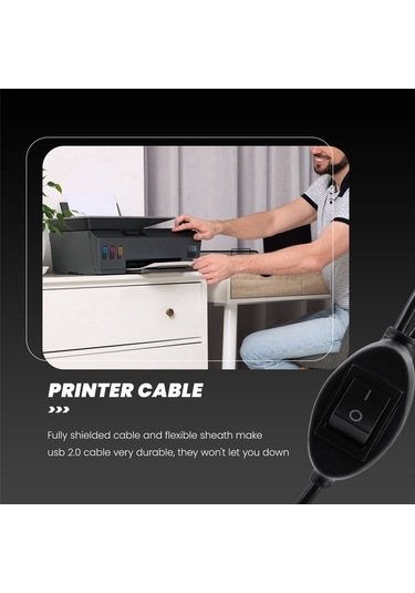 Leasetake 2'si 1 Arada Yazıcı Kablosu Usb A'dan B'ye Erkekten Erkeğe Yazıcı Kablosu Hp Canon Samsung Yazıcı Ayırıcı İki Bilgisayar İçin B