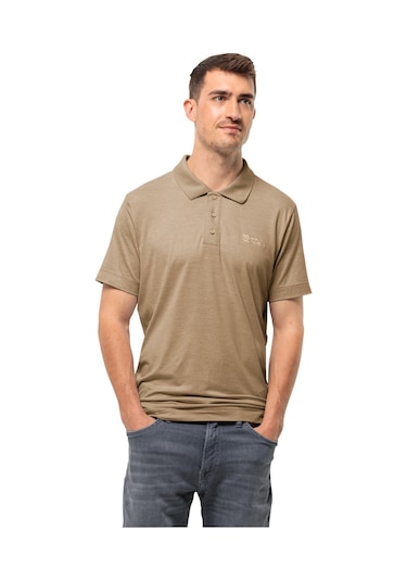 Jack Wolfskin Travel Polo Erkek Outdoor Tişört Kahve Kahve