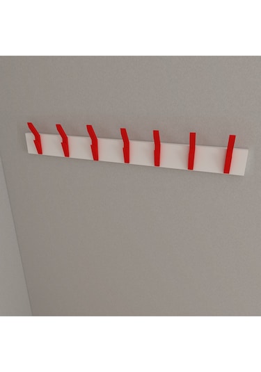 Hepsi3boyutlu Modern Duvar & Kapı Kanca Askılık - 7 Adet Kırmızı Kanca Askılık - Model No : 3 Kırmızı