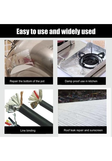 1 Rulo Isıya Dayanıklı Daha Kalın Alüminyum Folyo Yapışkan Bant Ev İçin Pratik Su Geçirmez Koli Bandı 5cm