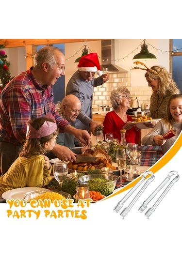 Chuangyinshop 12 Adet Şeffaf Plastik Büfe Maşası Seti Kaymaz Sap Ve Sivri Uç Ps Dayanıklı Servis Maşası Şeffaf