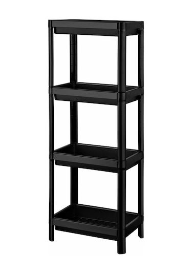 Omaş Household Product 4 Katlı Siyah Banyo Raf Ünitesi Dolap