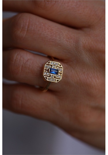 Yenigün Kuyumculuk 14 Ayar Altın Mavi Taşlı Yüzük Tyc69efa4f65462690