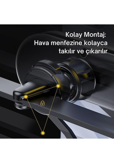 Essager V Tipi Süper Stabil Klipsli Araç İçi Telefon Tutucu, 360 Derece Dönebilen Düşmez Titremez Telefon Tutucu