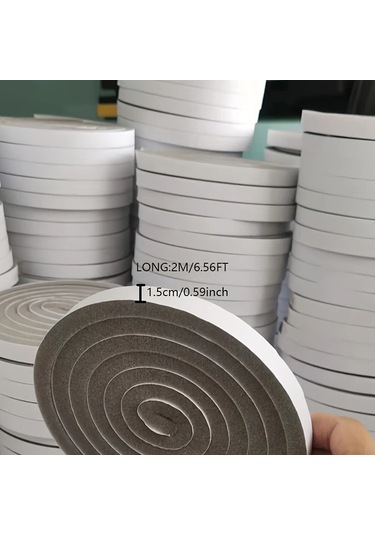 Honeybeeshop Gri 2 Rulo Kendinden Yapışkanlı Kapı Contası Köpük Şerit Gürültü Azaltma Rüzgar Geçirmez Yangına Dayanıklı