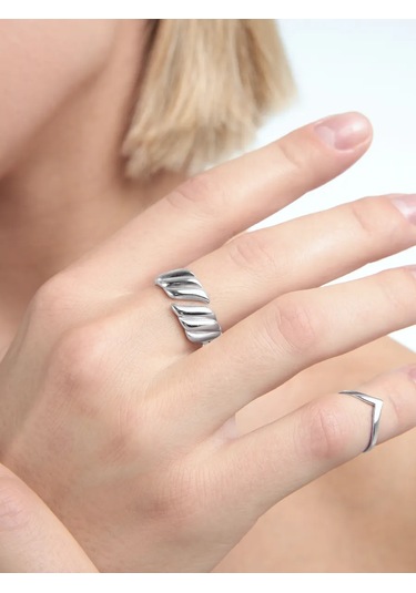 Zoloto Russkih 925 Ayar Gümüş Yüzbaşına Dayanıklı Minimalist Halka 398992699 Gri