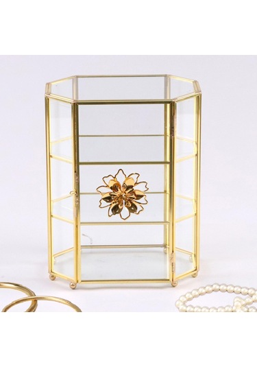 Homyl Cam Mücevher Kutusu 3 Katmanlı Şeffaf Takı Organizatör Temizlemek