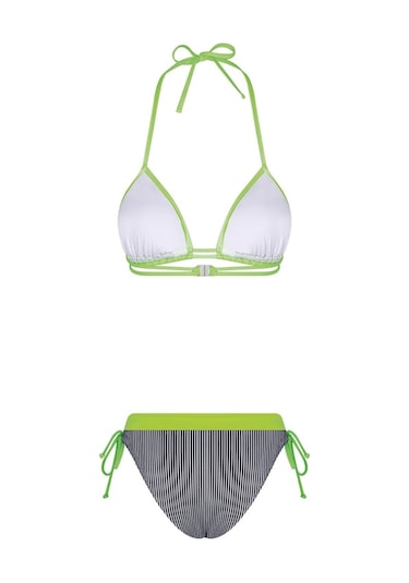 Bonesta Lanao Üçgen Neon Yeşil Çizgili Bikini Takımı