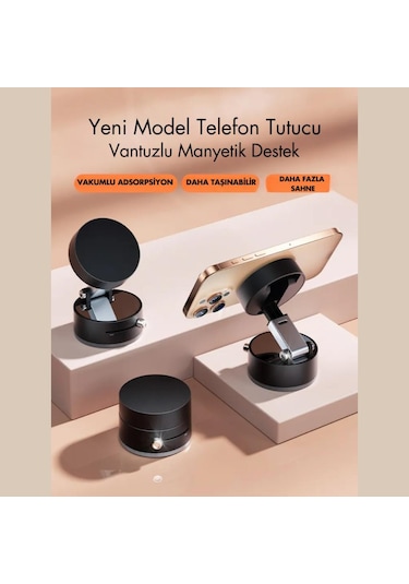Polham Süper Vantuzlu Tüm Yüzeylere Uyumlu Telefon Tutucu, Araç İçi, Masaüstü, Dolap, Ayna İçin Telefon Tutucu 1 Adet
