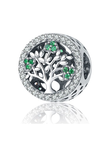 S925 Ayar Gümüş Hayat Ağacı Boncuk Aksesuarları Elmas Kolye Aksesuarları, Stil: Boncuk Çok Renkli