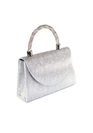 Lazer Kumaş Gümüş Abiye Çanta Taşlı Kadın Abiye Çanta Abiye Çanta Gümüş Düğün El Gri Abiye Çanta